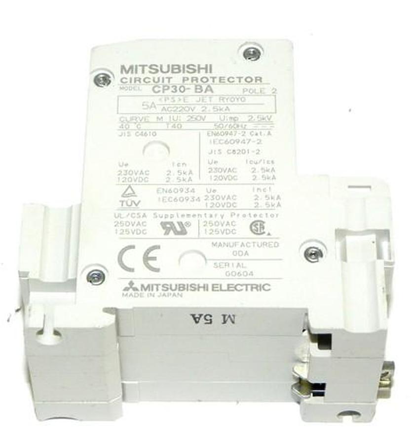 Used MITSUBISHI CP30-BA CIRCUIT PROTECTOR 5A, CP30-BA-5A, 2POLE, CP30BA5A
