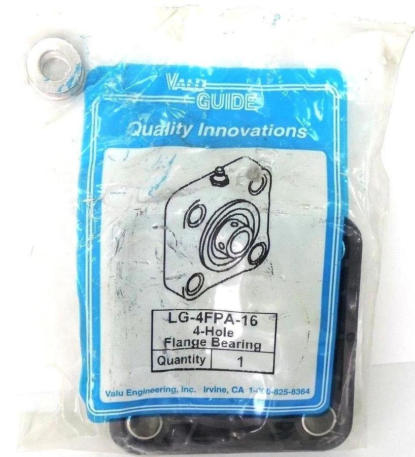 Used NEW VALUGUIDE LG-4FPA-16 FLANGE BEARING 1 INCH 4 HOLE LG4FPA16