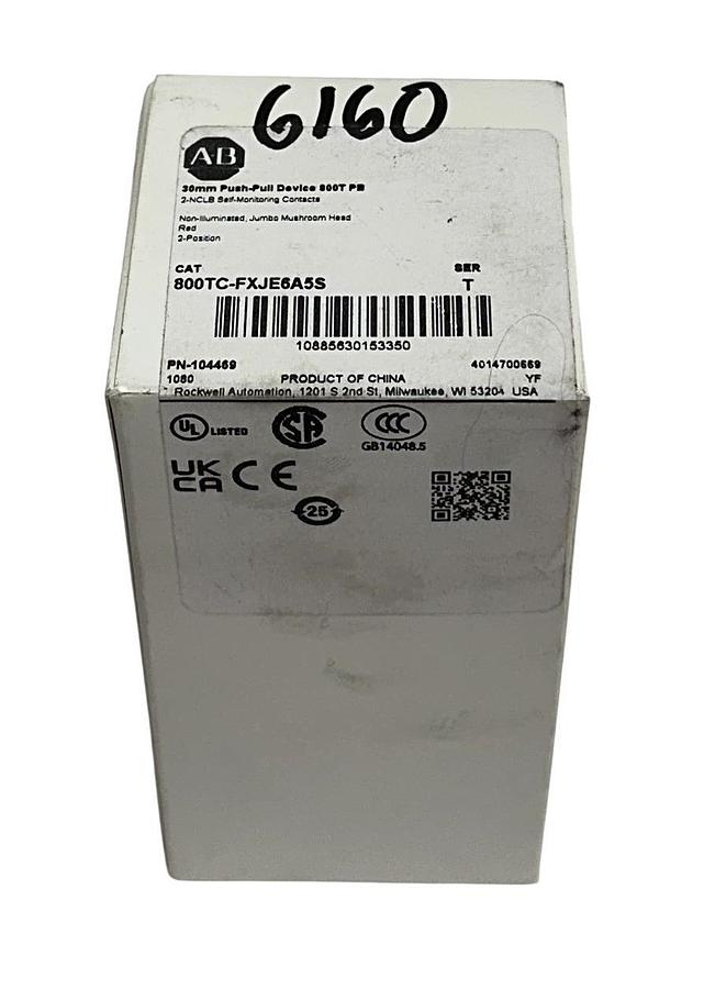 ALLEN BRADLEY 800TC-FXJE6A5S /T 30mm PUSH-PULL DEVICE 800T PUSH BUTTON RED NSMP