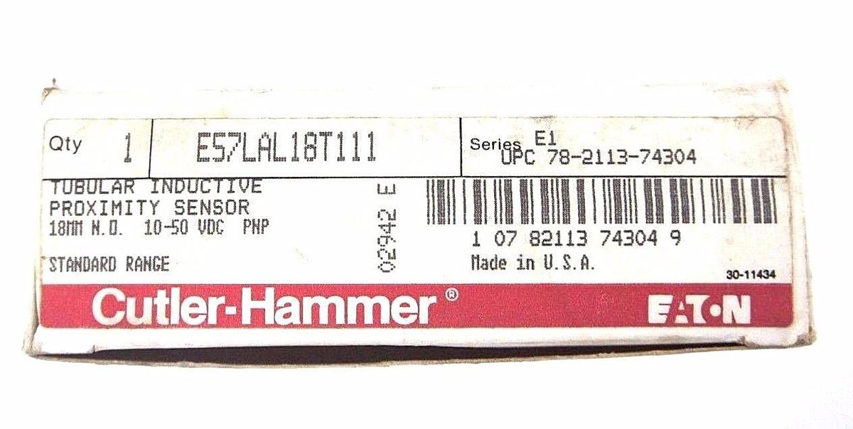 Used NIB EATON CUTLER-HAMMER E57LAL18T111 TUBULAR PROX. SENSOR SER. E1