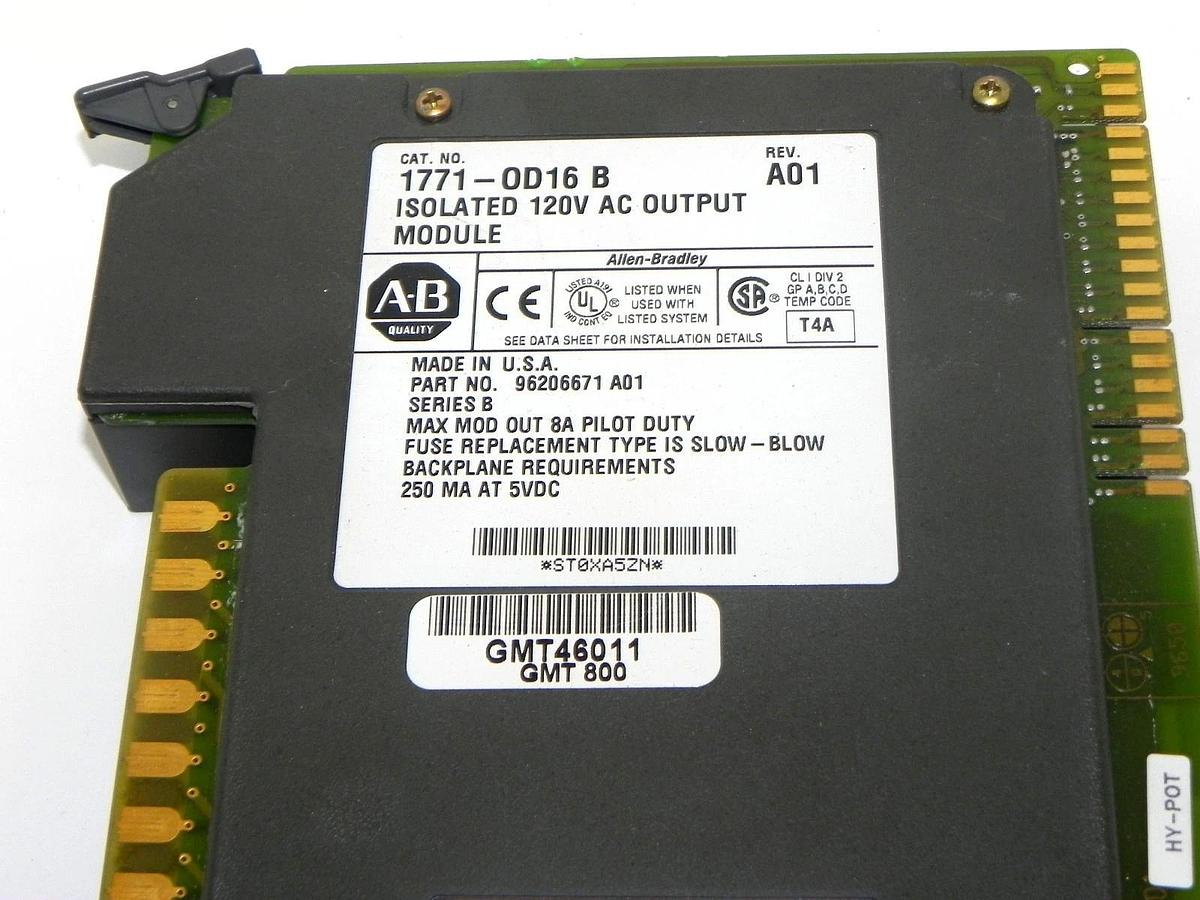 Used ALLEN BRADLEY 1771-OD16 ISOLATED 120V AC OUTPUT MODULE 1771-0D16/B REV. A01