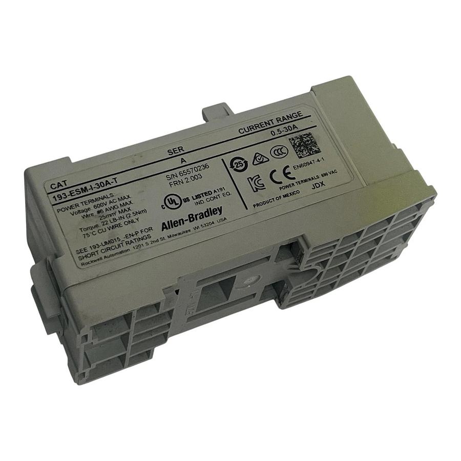 Used Allen-Bradley 193-ESM-I-30A-T Series A Sensing Module 0.5-30A Range
