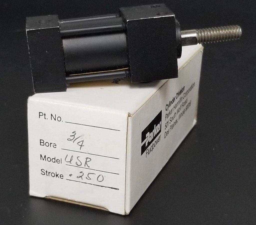 Used NIB PARKER USR SERIES S AIR CYLINDER 0.75" BORE X 0.250" STROKE, 200PSI