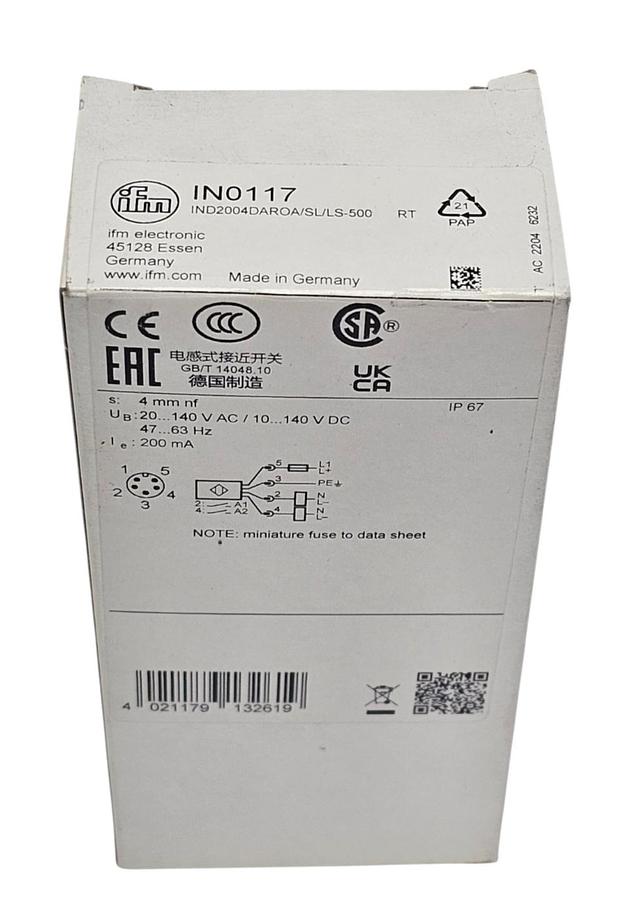 Used NIB IFM IND2004DAROA/SL/LS-500 RT PROXIMITY SENSOR IN0117 4mm 200mA