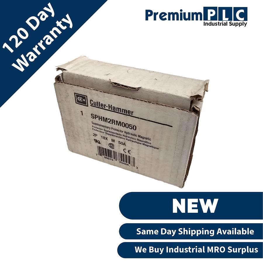 Used NEW CUTLER-HAMMER SPHM2RM0050 HYDRAULIC-MAGNETIC SUPPLEMENTARY PROTECTOR 50A 2P