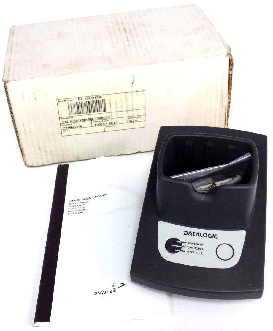 Used NIB DATALOGIC DAL 90A301230 OM-DRAGON FR BASE/CHARGER 910MHZ
