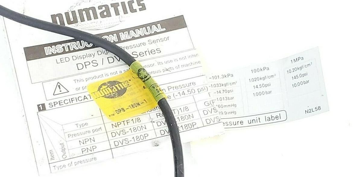 Used NIB NUMATICS DPS-180N-1 DIGITAL PRESSURE SENSOR DPS180N1