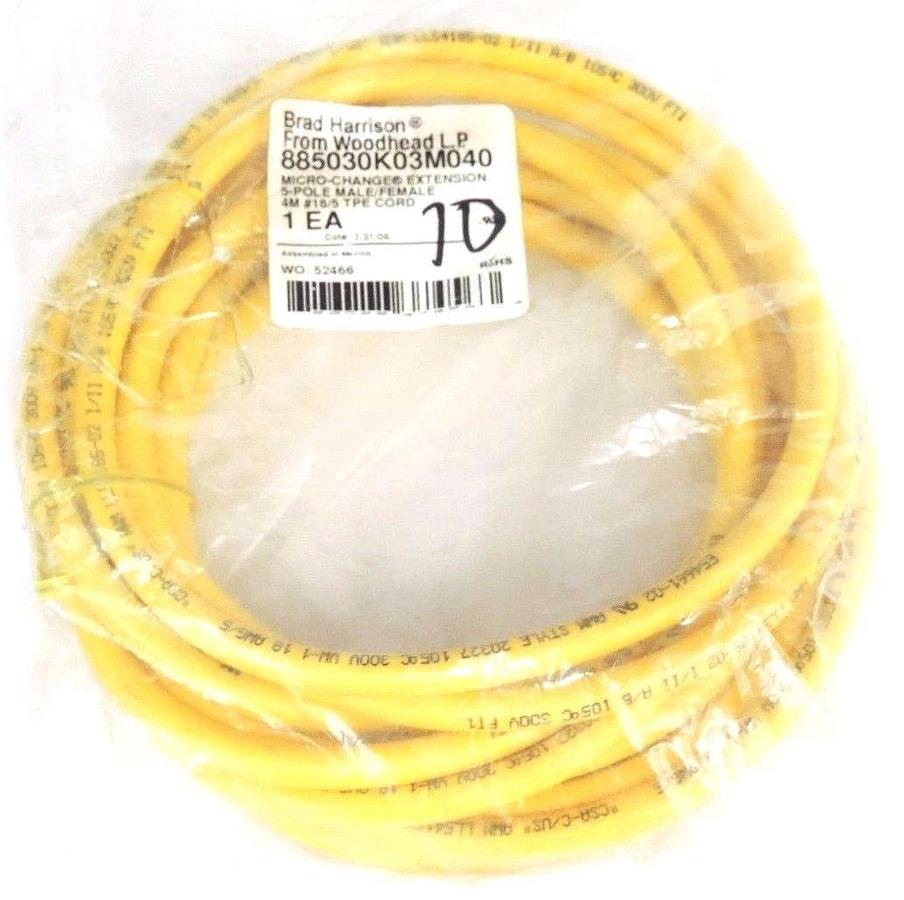 Used NEW BRAD HARRISON 885030K03M040 MICRO-CHANGE EXTENSION 5-POLE MALE/FEMALE 4M