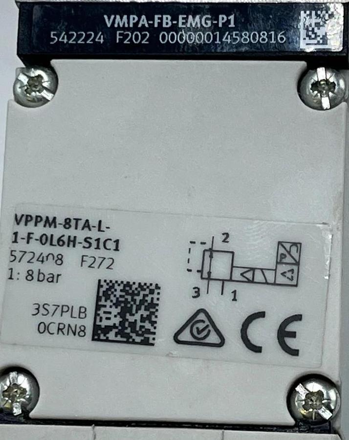 Used Festo VPPM-8TA-L-1-F-0L6H-S1C1 Proportional Valve w/ EMG Module & AP-P1 Base