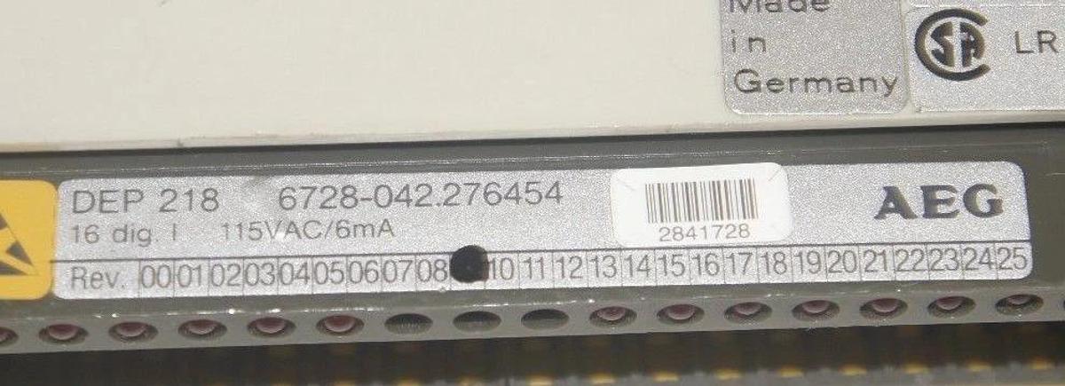 Used AEG MODICON DEP2186728-042.276454 INPUT MODULE 16 DIG, 115 VAC, 6 MA
