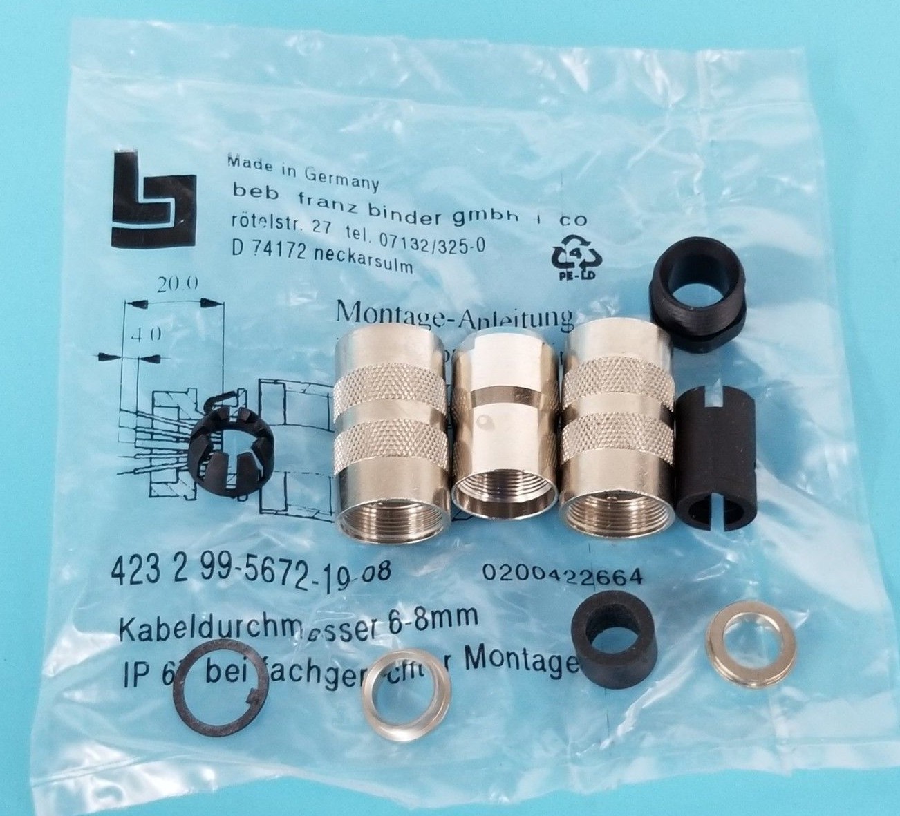 Used NEW BEB FRANZ BINDER 423-2-99-5672-19-08 CONNECTOR KIT 42329956721908