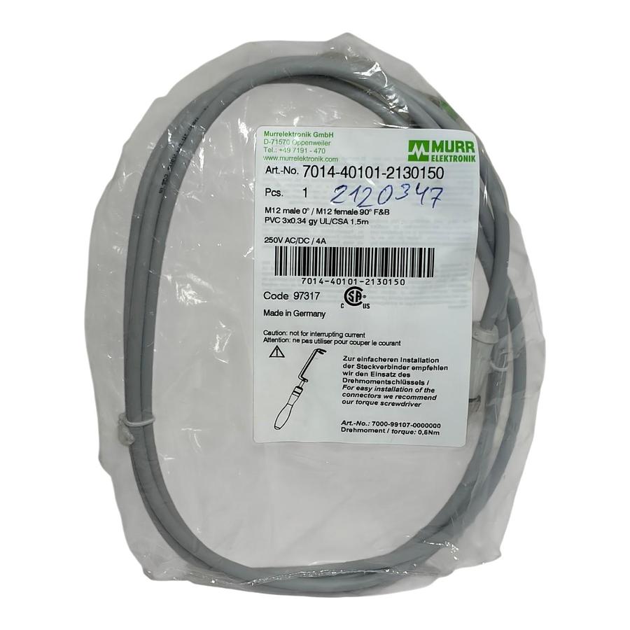 Murr 7014-40101-2130150 M12 Male 0° to M12 Female 90° 1.5m Patch Cable New