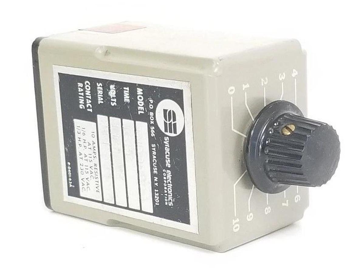 Used SYRACUSE ELECTRONICS TNR00300 TIME DELAY RELAY 1SEC, 0-10SEC, 115VAC, 10A