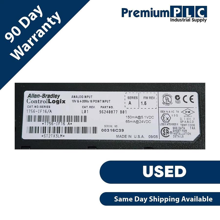 Used ALLEN BRADLEY 1756-IF16 /A ControlLogix ANALOG INPUT MODULE 16-POINT 1756-IF16/A