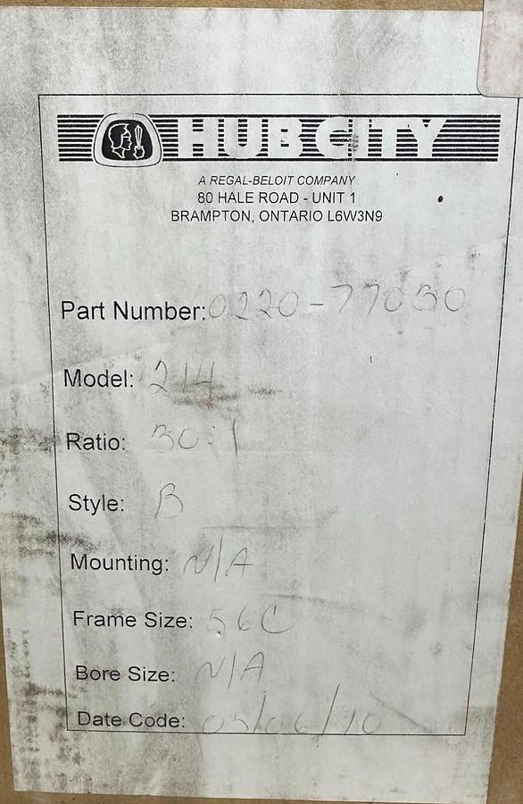 Used NEW HUB CITY 0220-77030 / 022077030 POWERCUBE REDUCER MODEL 214 30:1 RATIO