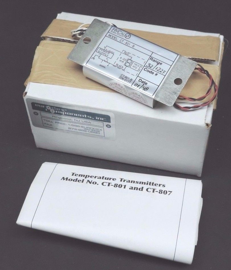 NIB HYCAL SENSING PRODUCTS CT-801-B TRANSMITTER RANGE 32-122 DEG.F, CT801B2
