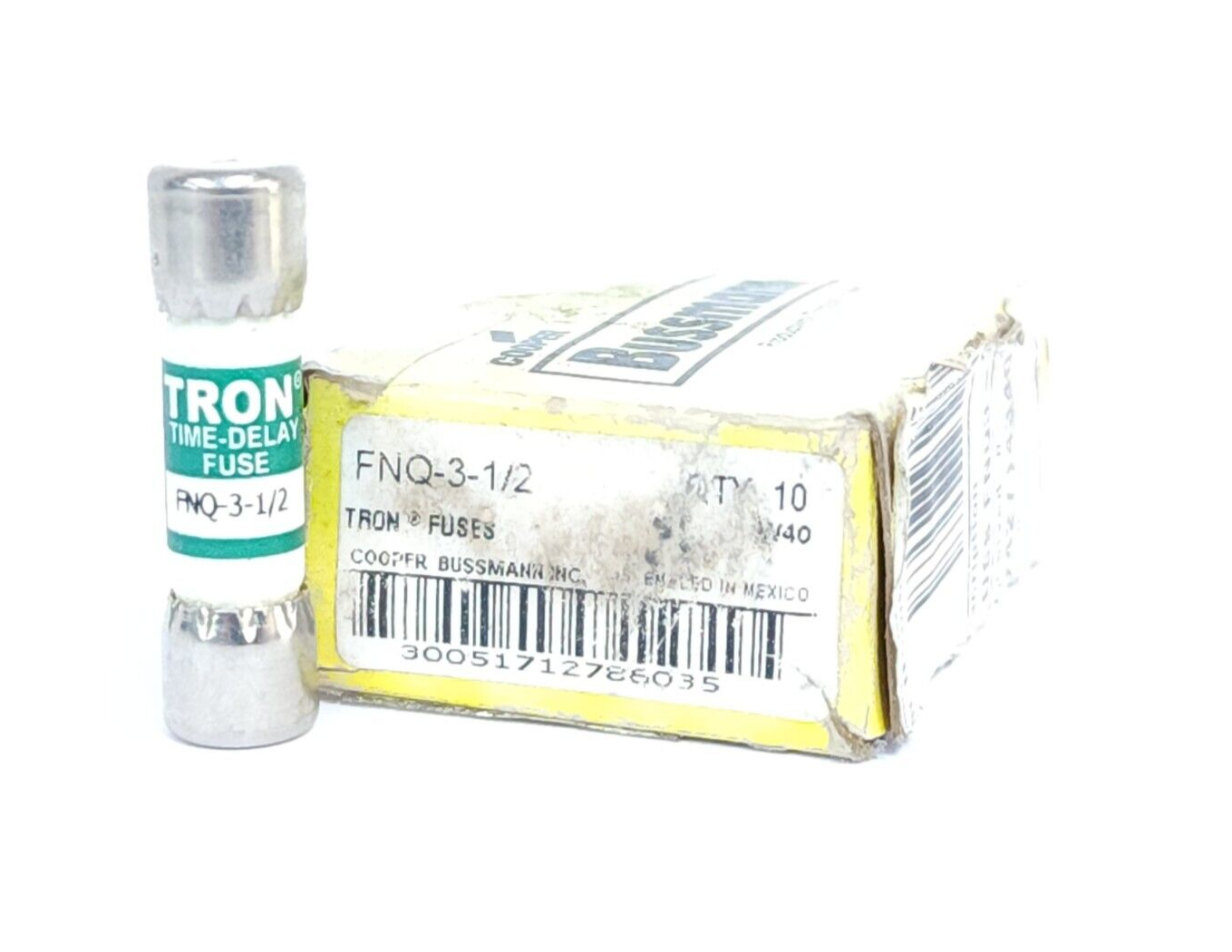 BOX OF 10 NEW COOPER BUSSMANN FNQ-3-1/2 TRON FUSES CLASS MIDGET 3A 500V ATQ3-1/2