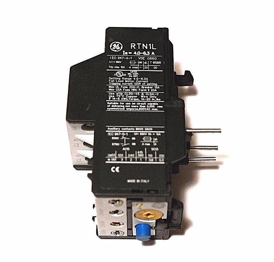 Used NIB GENERAL ELECTRIC RTN1L OVERLOAD RELAY 4.0-6.3A