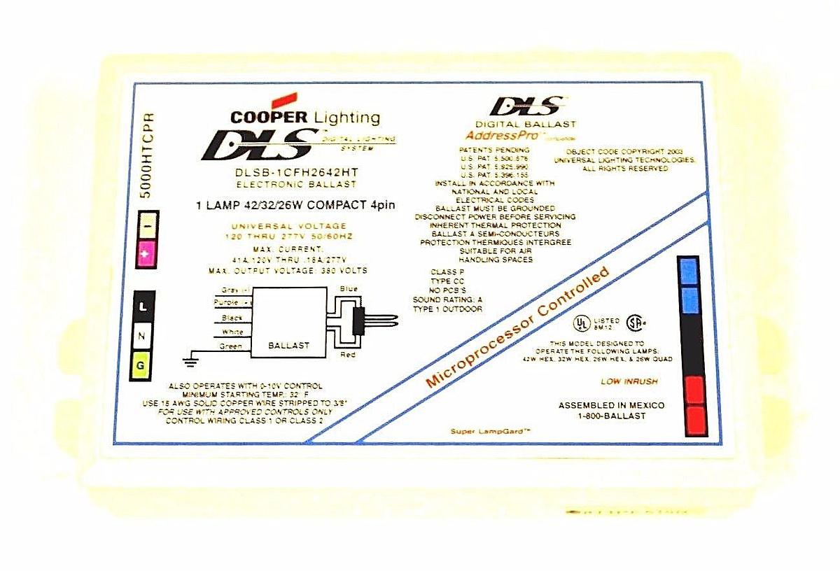 Used DLS COOPER DLSB-1CFH2642HT ELECTRONIC BALLAST 120-277V 50/60HZ DLSB1CFH2642HT