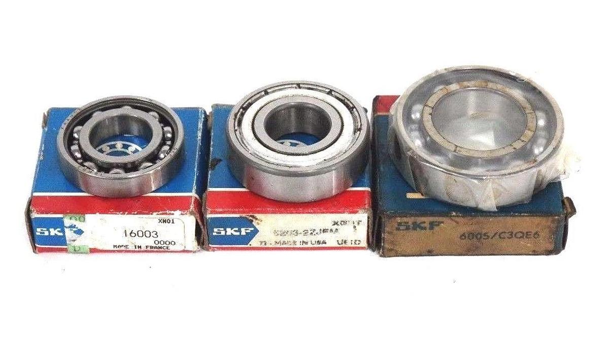 LOT OF 3 NEW SKF BEARINGS 6203-2ZJEM, 6005/C3QE6, 16003