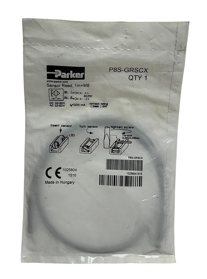 Used 7 PARKER P8S-GRSCX / P8SGRSCX GLOBAL DROP-IN REED SENSORS 1M LEAD 8mm CONN NSFS