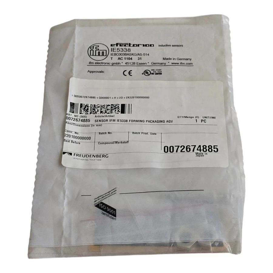Used IFM Efector 100 IE5338 Inductive Proximity Sensor M8 IEBC003BASKG/AS-514 NSFS