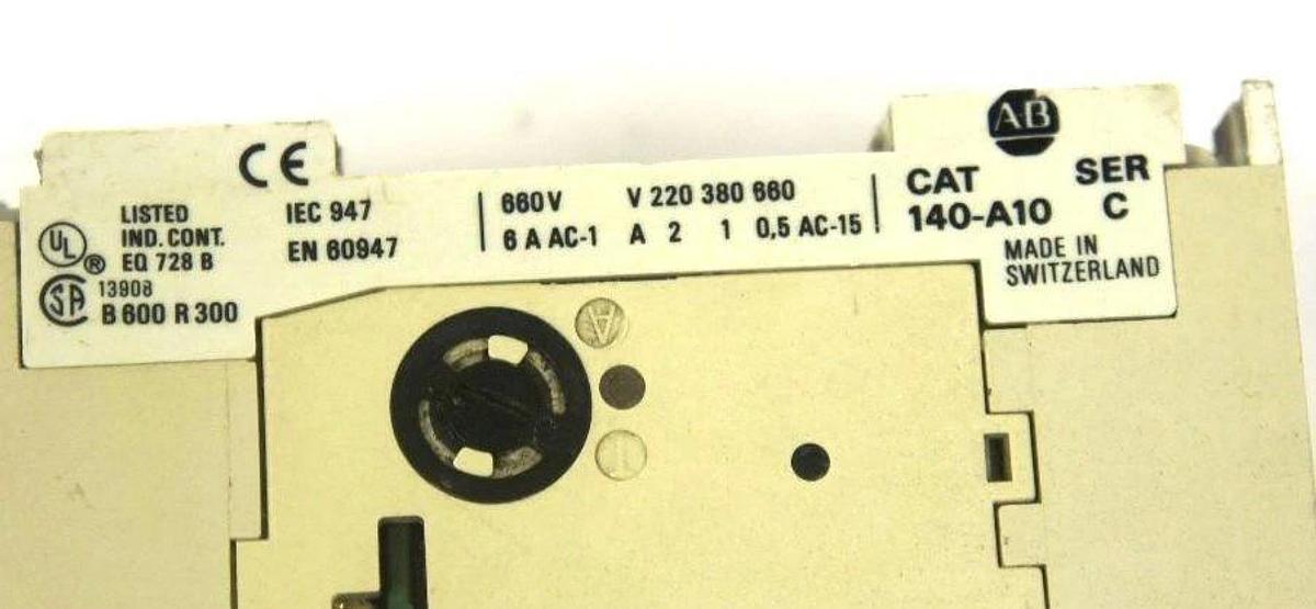 Used ALLEN BRADLEY 140-MN-0160 STARTER MANUAL MOTOR, SER C, W/ 140-A10, 140MN0160