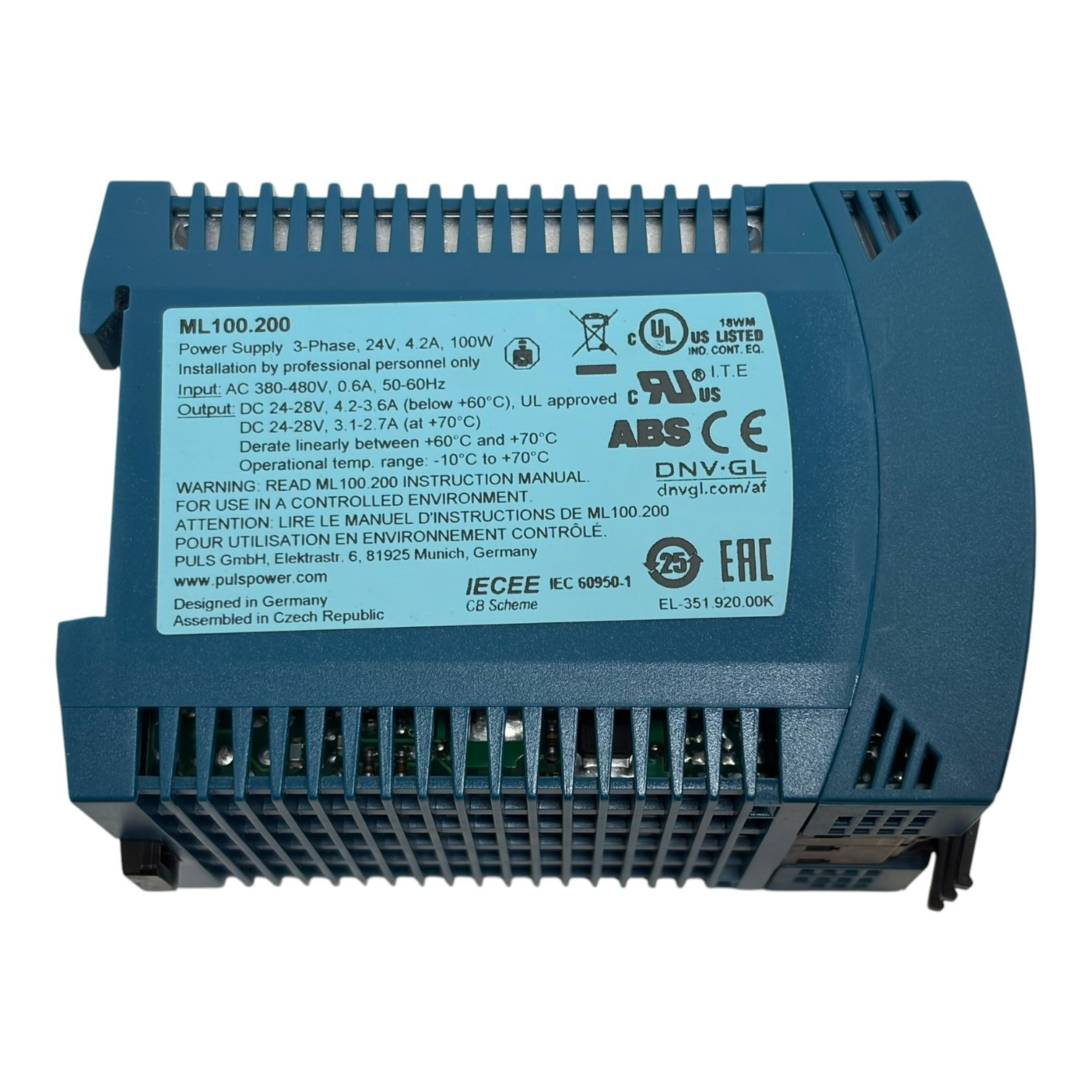 Used PULS ML100.200 MiniLine DIN Rail Power Supply 100W 24V-28V 4.2A New in Box