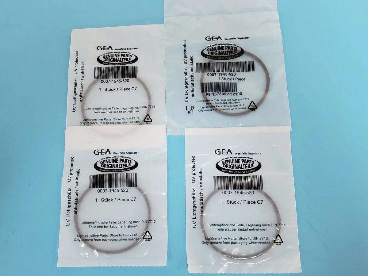 Used LOT OF 4 NEW GEA 0007-1945-520 O-RING SEALS 00071945520