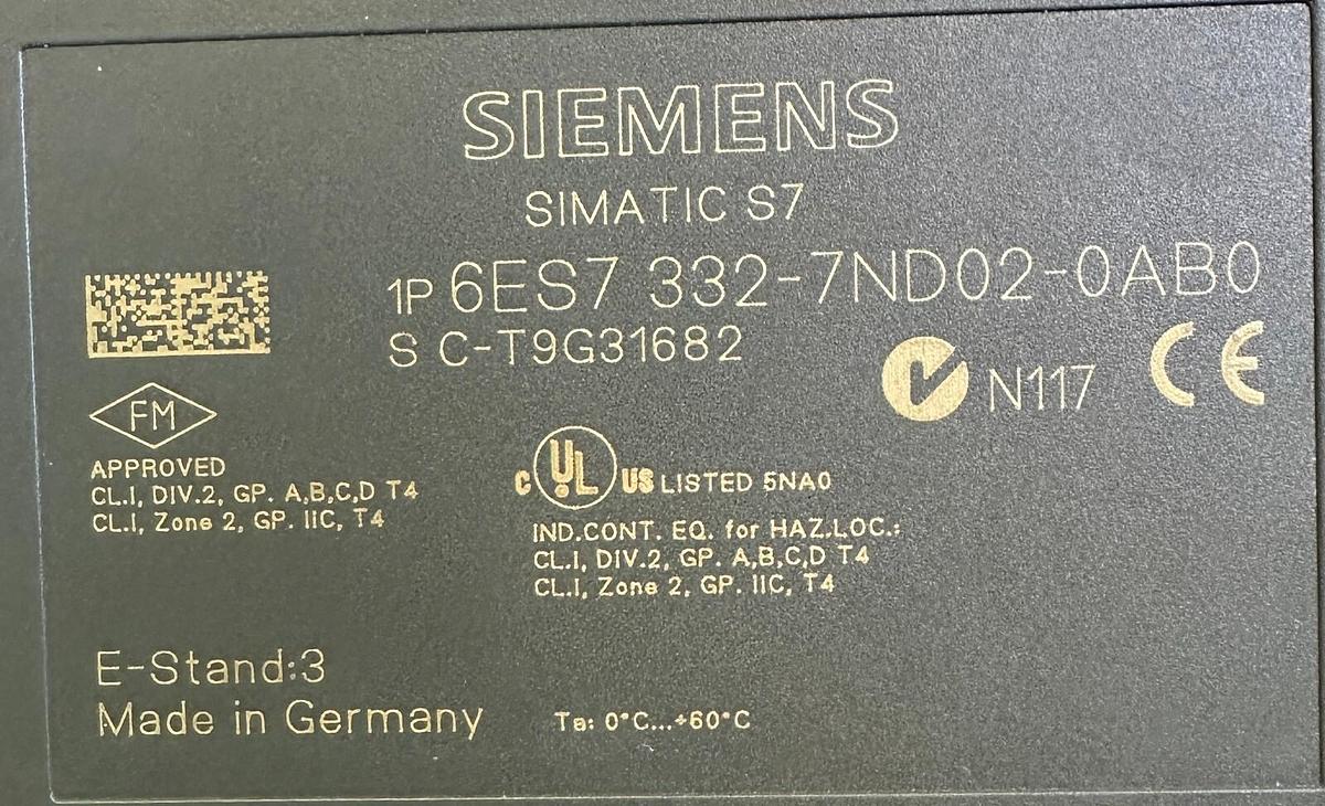 Used NEW SIEMENS 6ES7-332-7ND02-0AB0 ANALOG OUT MODULE E-STAND: 3 6ES73327ND020AB0 *