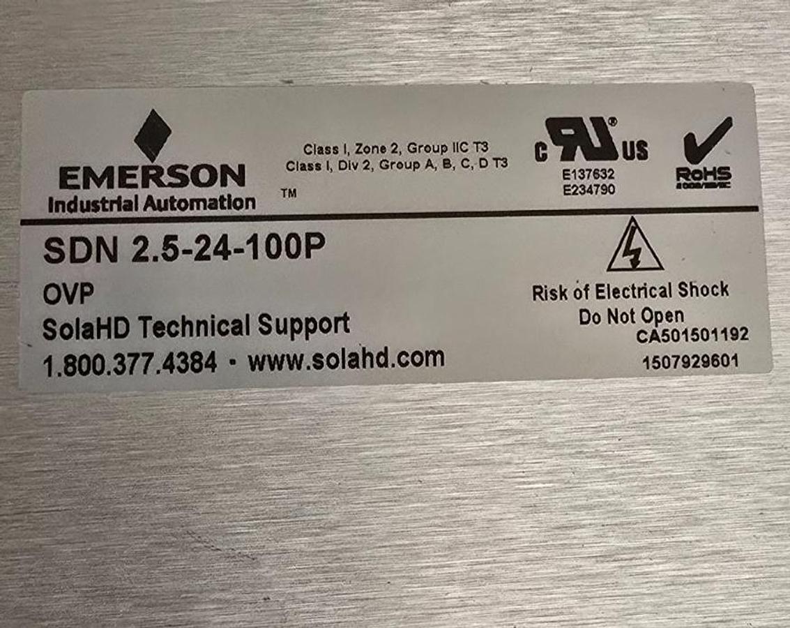 Used Sola/Hevi-Duty SDN2.5-24-100P DC Power Supply 24V 2.5A 60W DIN Rail - NSMP