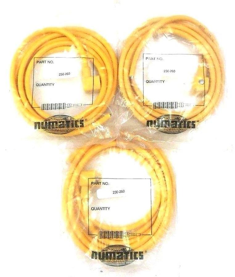 Used LOT OF 3 NIB NUMATICS 230-260 SOLENOID POWER CABLES, 230260