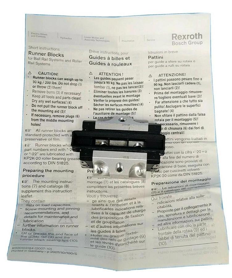 Used NIB REXROTH BOSCH R163111424 BALL RUNNER BLOCK 1631-114-20