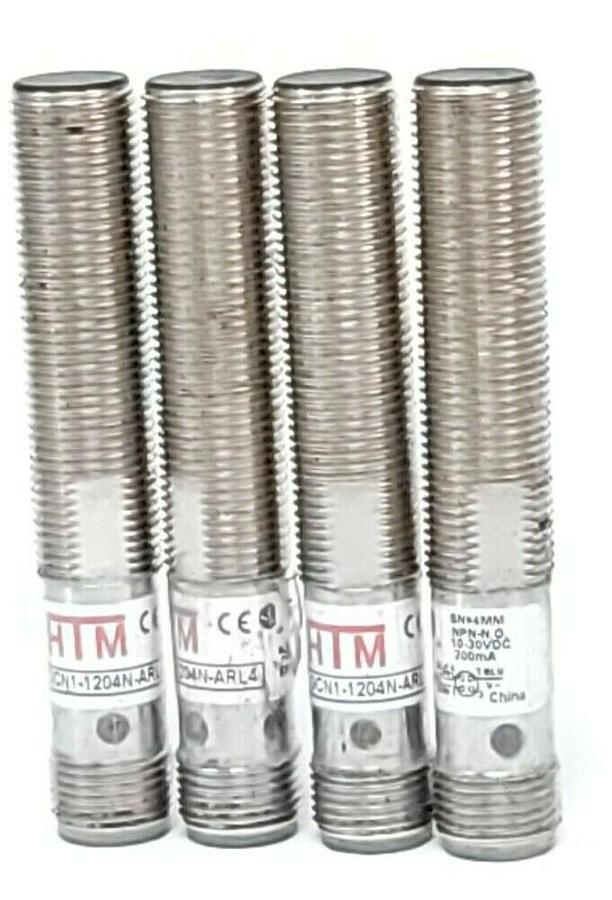 Used (4) HTM ELECTRONICS OCN1-1204N-ARL4 EXTENDED RANGE PROXIMITY SENSORS 10-30VDC