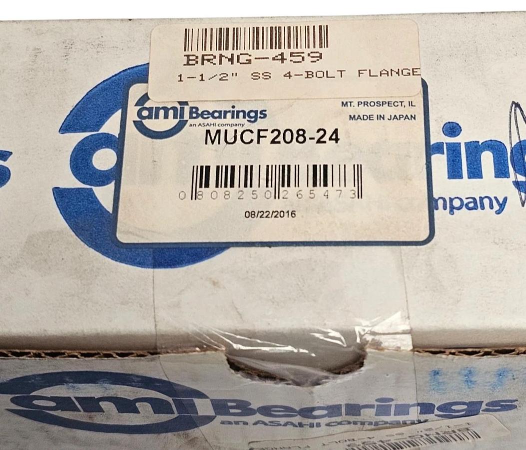 NIB AMI BEARINGS MUCF208-24 FLANGED BEARING STAINLESS 4BOLT 1-1/2IN BORE