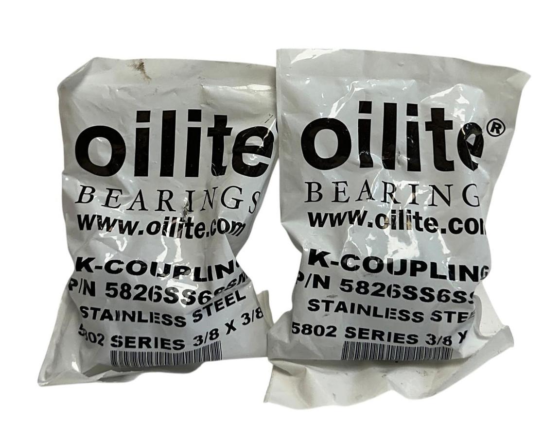 Used 2 OILITE 5826SS6SSM3 / 5802 SERIES K-COUPLINGS STAINLESS STEEL 3/8''x3/8'' NSFS