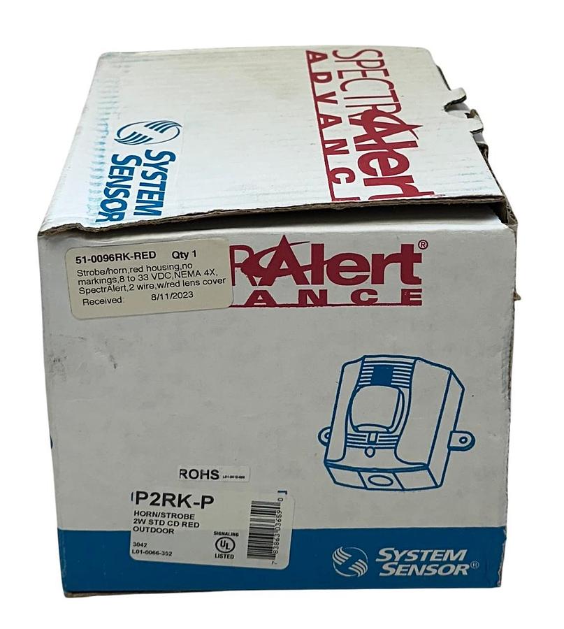 SYSTEM SENSOR P2RK-P / P2RKP SPECTRAlert ADVANCE HORN / STROBE 8-33VDC RED NSMP