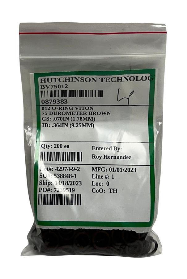 Used 200 GLOBAL O-RING AND SEAL BV75012 FKM O-RINGS 012 BROWN DUROMETER 75 NSMP