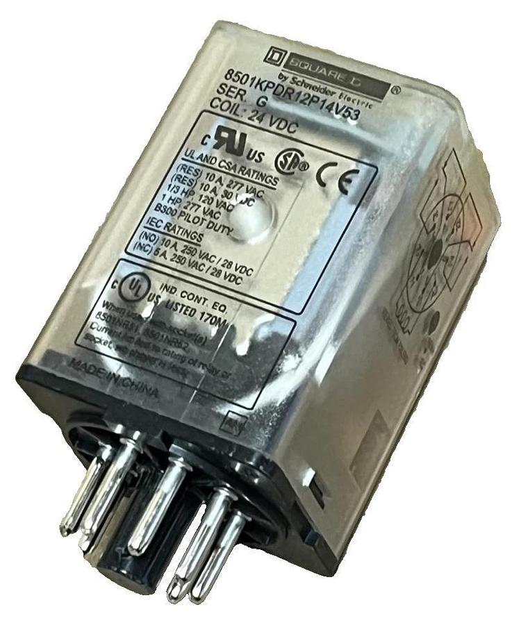 Square D 8501KPDR12P14V53 8-Pin Relay 24VDC Coil DPDT 10A LED Indicator, NSMP