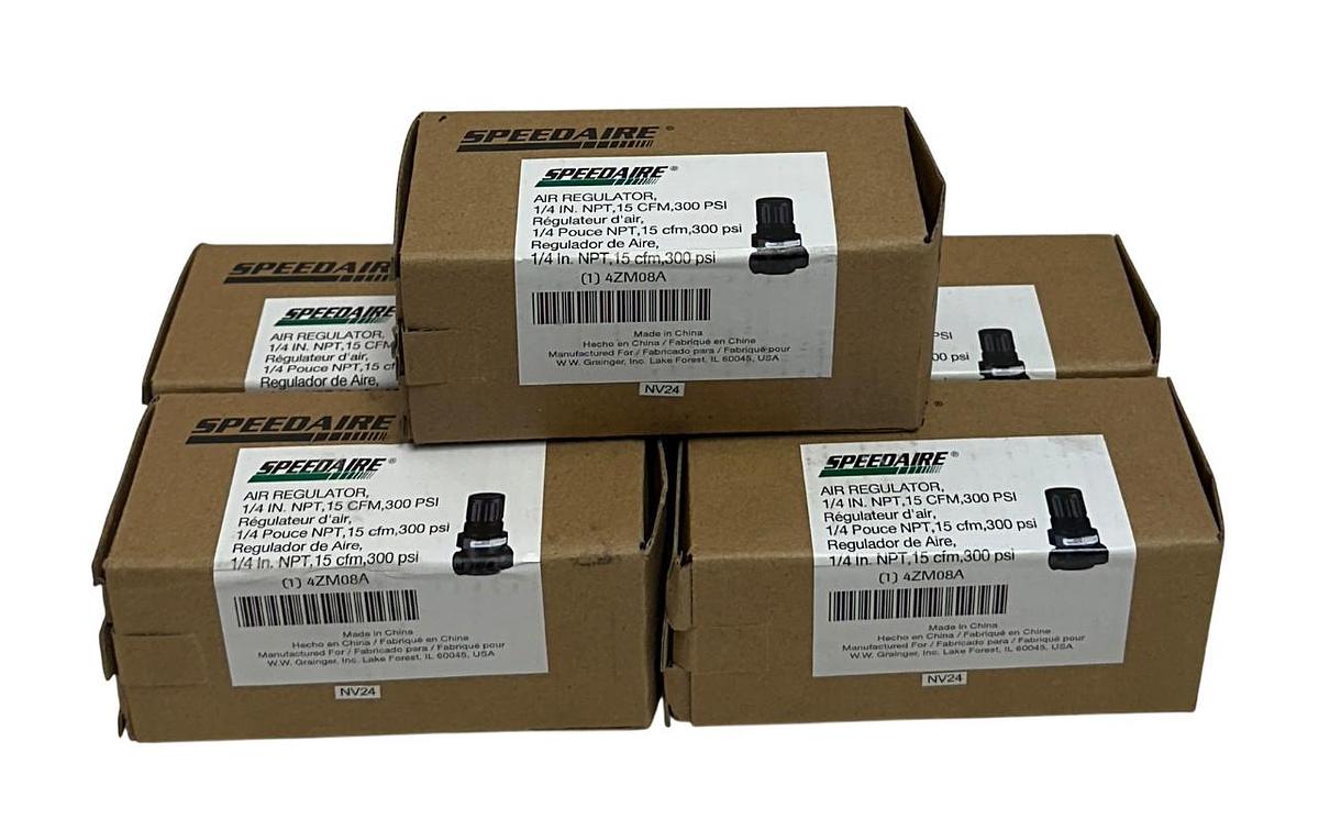 5 SPEEDAIRE 4ZM08A COMPRESSED AIR REGULATORS 1/4'' NPT 15CFM 300PSI OEM NSMP