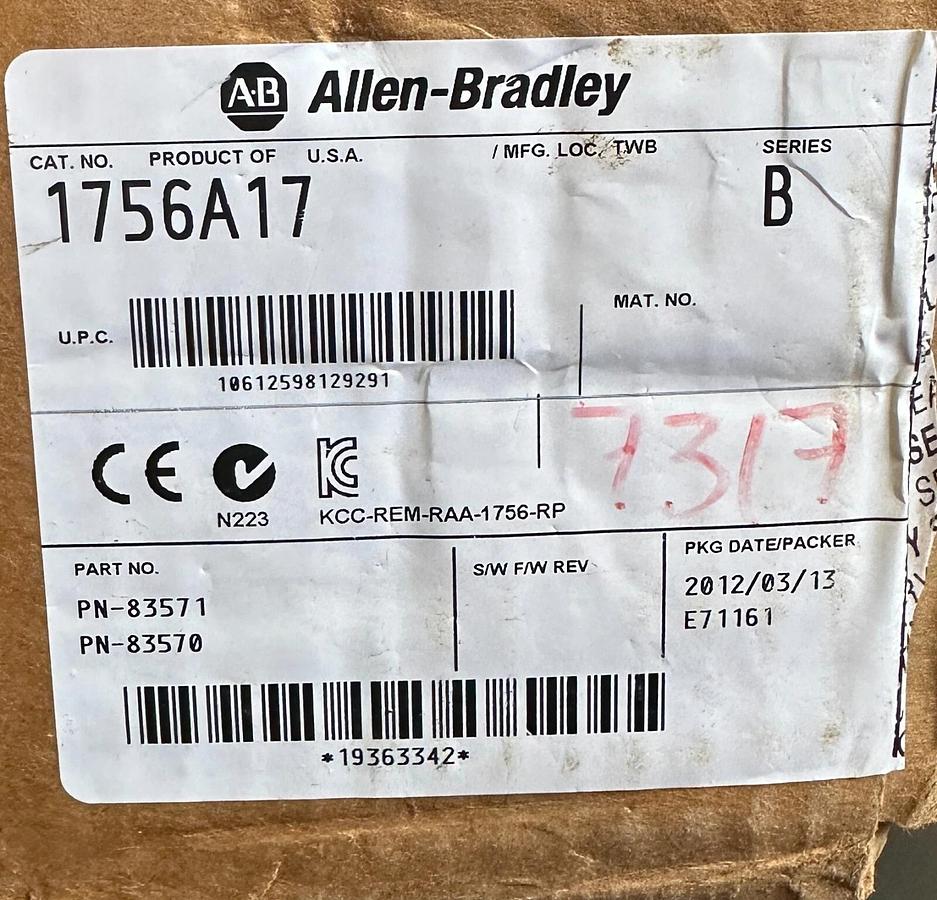NEW ALLEN BRADLEY 1756-A17 /B ControlLogix 17-SLOT PLC MODULE CHASSIS 1756A17
