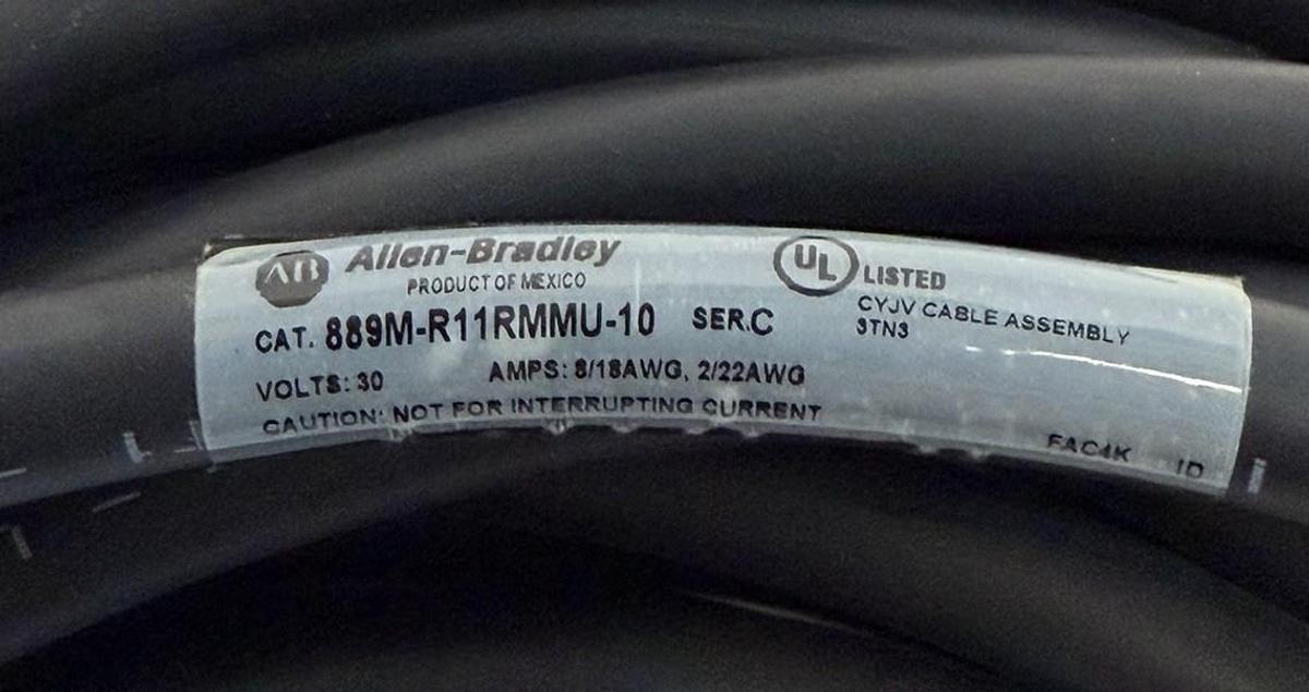 Used NEW ALLEN BRADLEY 889M-R11RMMU-10 PATCHCORD 12PIN 10M CABLE SER. C