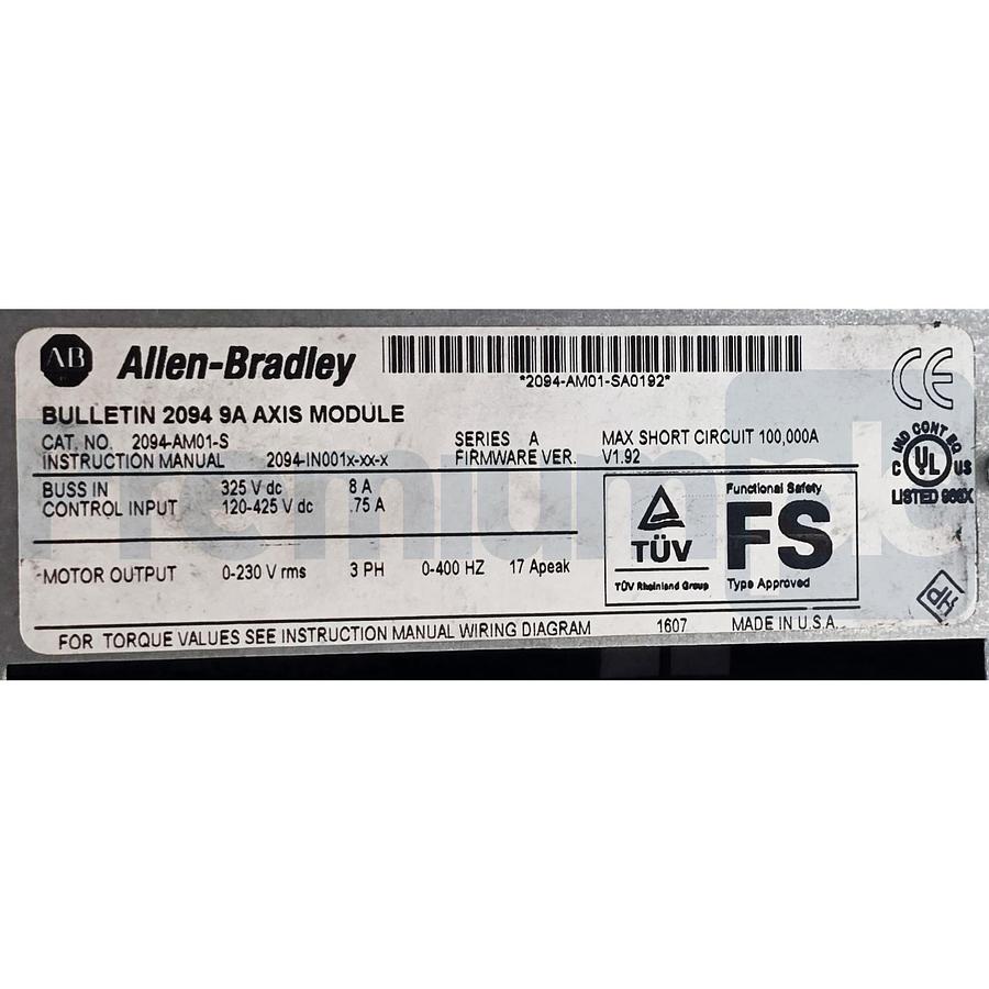 Used Allen-Bradley 2094-AM01-S /A Kinetix 6000 Axis Module 200/230V 9A 2094AM01S REP.