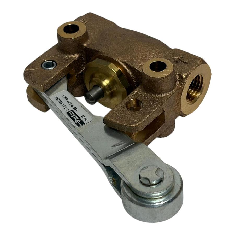 Used Parker 034150099 1/4" NPT 2-Way Valve Roller Lever 150 PSIG Max New Surplus