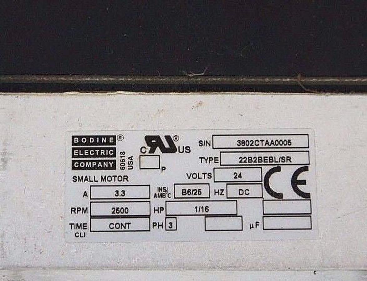 Used BODINE INTEGRAMOTOR CONTROL PANEL W/ 22B2BEBL/SR GEAR MOTOR W/CABLES AND CASE