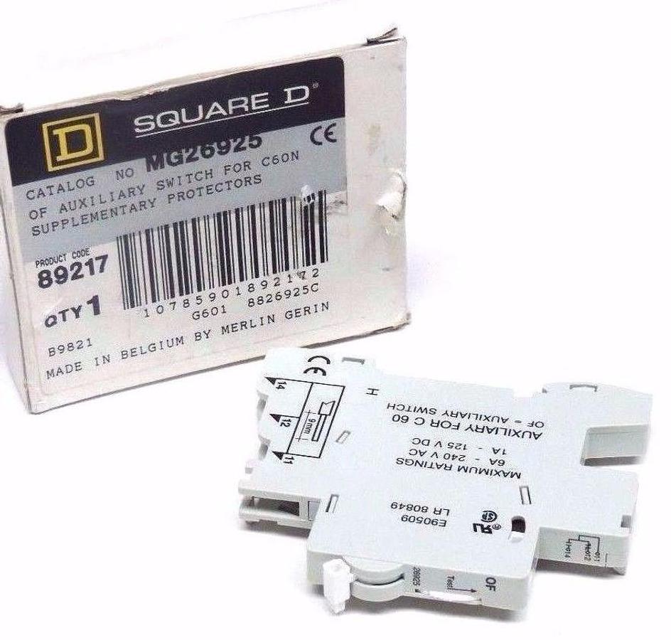 Used NIB SQUARE D MG26925 AUXILIARY SWITCH FOR C60N 3AMP 12-277VAC 12-125VDC