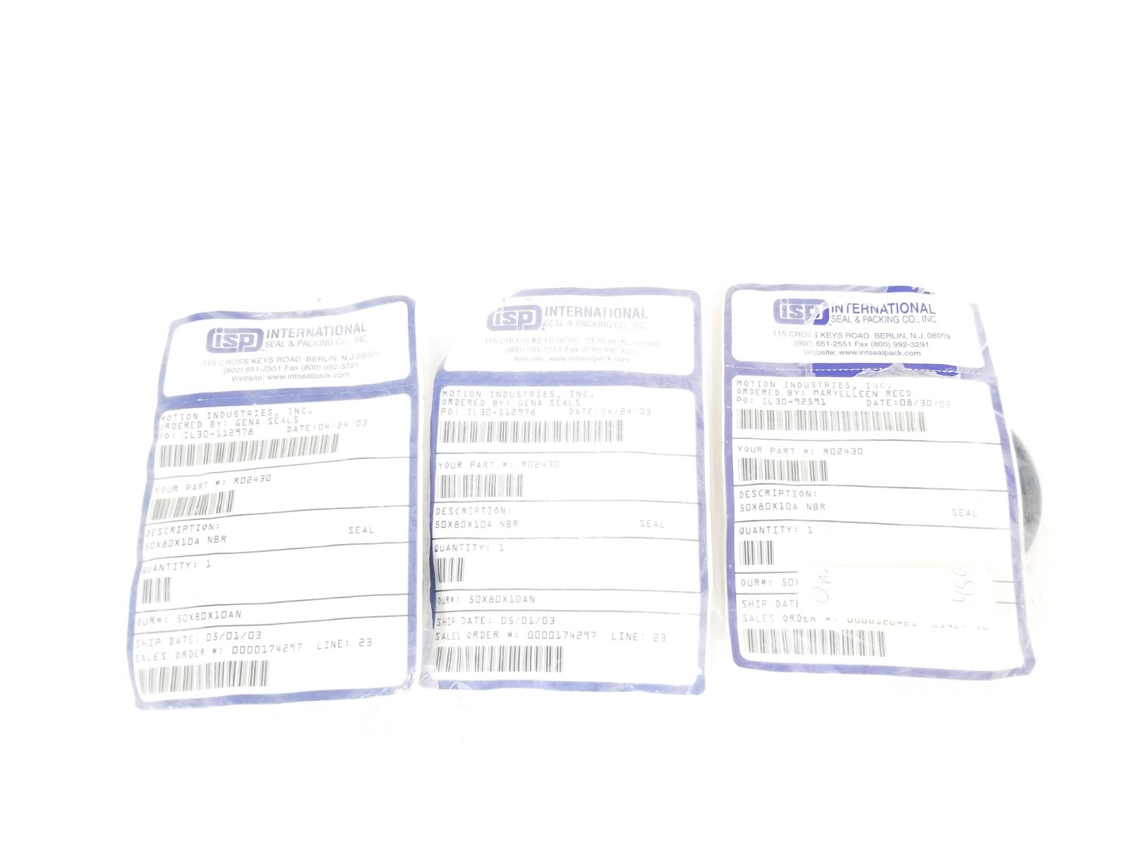 Used LOT OF 3 NEW ISP INTERNATIONAL 50X80X10 OIL SEALS 50X80X10A NBR