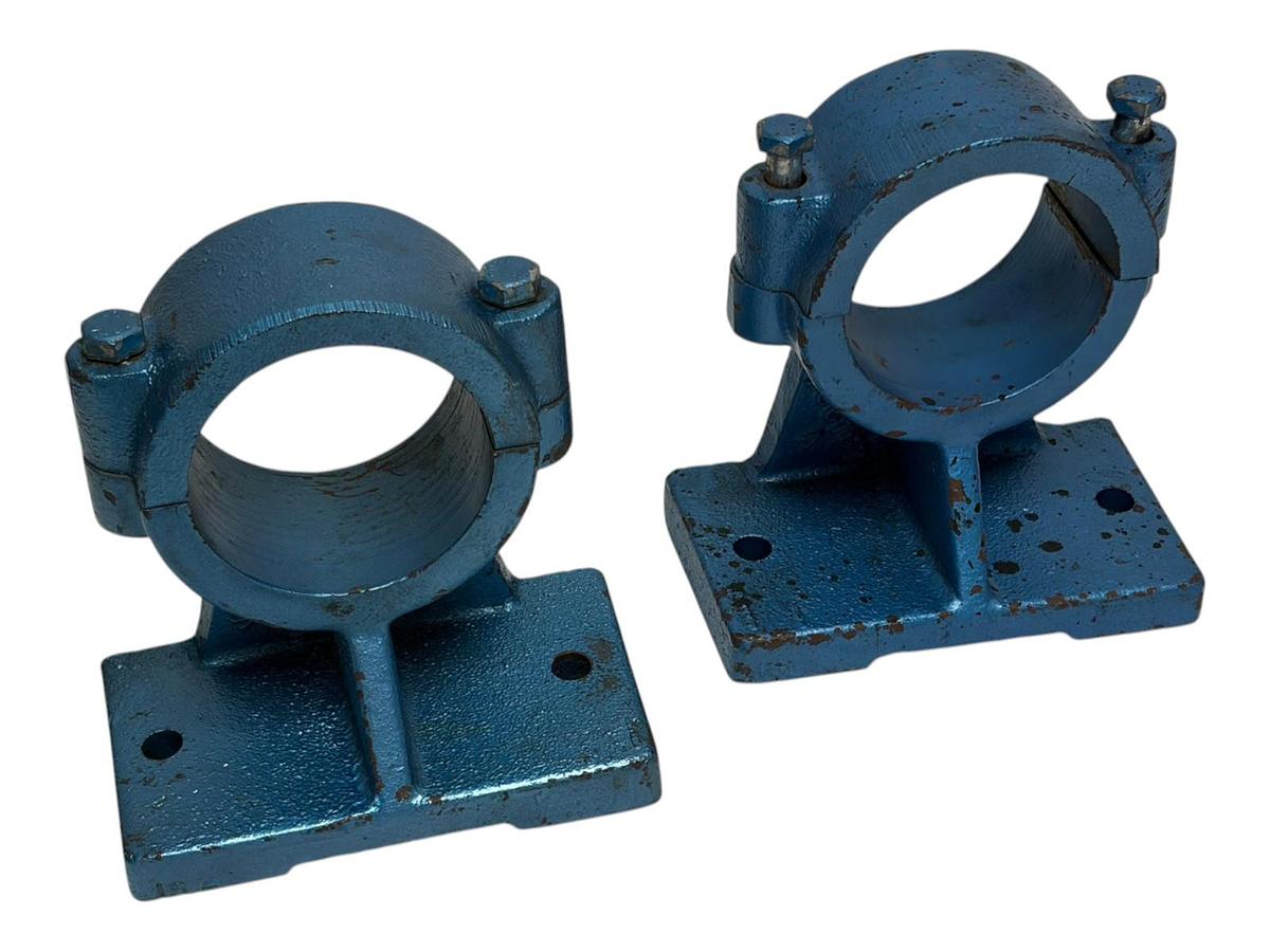 Used Vintage Heavy-Duty Cast Iron Split Pillow Block Bearing Housings P30167 A - Pair
