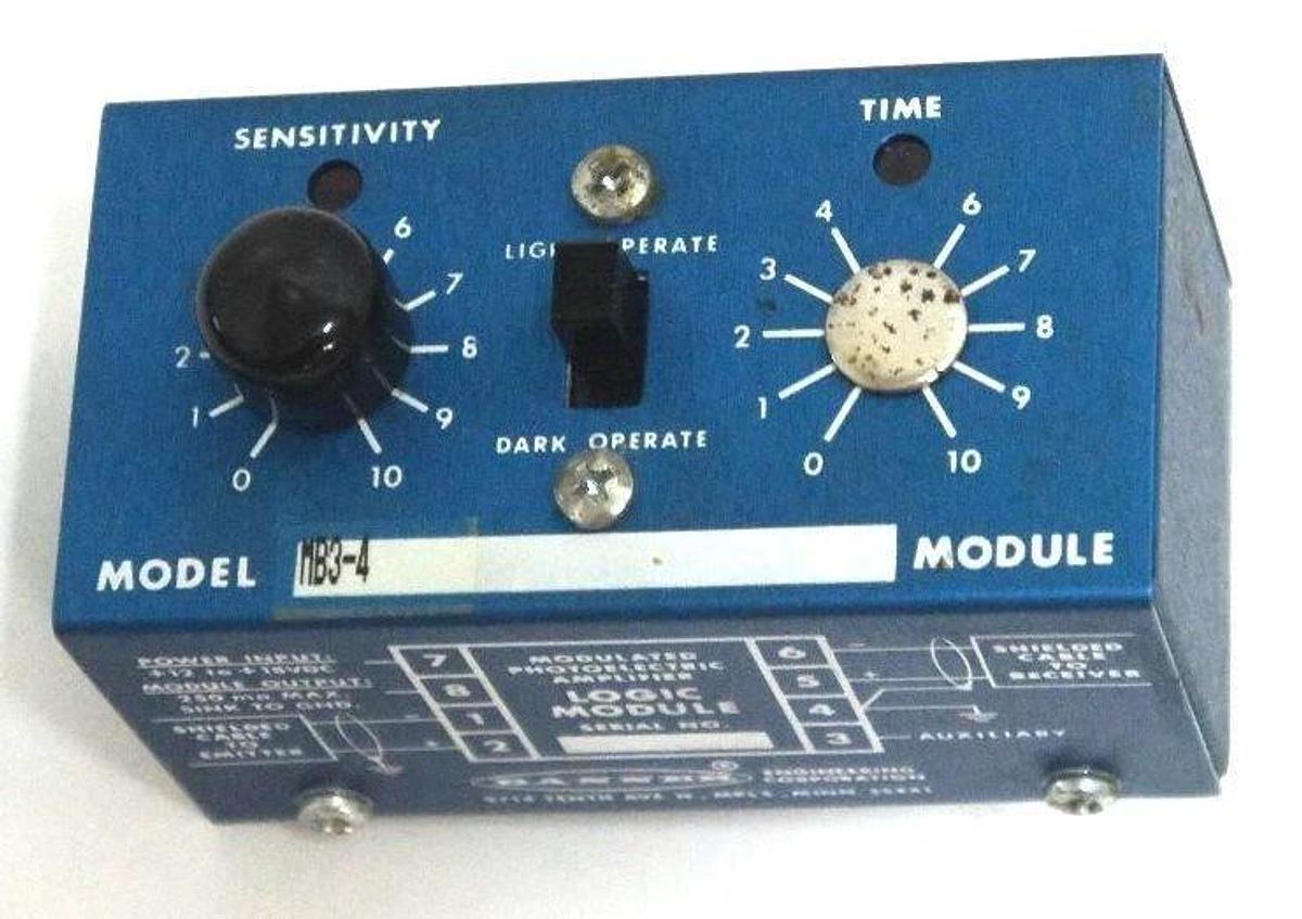 Used BANNER ENGINEERING MB3-4 PHOTOELECTRIC AMPLIFIER LOGIC MODULE MB34