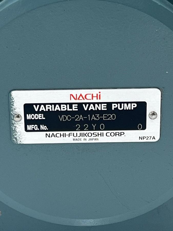 Used NACHI VDC-2A-1A3-E20 Hydraulic Variable Vane Pump 1" Shaft *BROKEN BOLTS*
